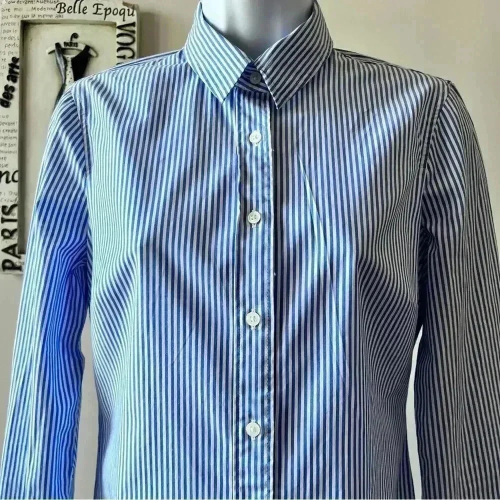 J. Crew Minimalist Slim Fit Classic Striped Button Down Shirt Size 2 Tall